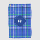 Serviette De Golf Monogramme de golf Blue & Green Plaid (Devant)