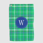 Serviette De Golf Monogramme de golf Blue & Green Plaid (Devant)