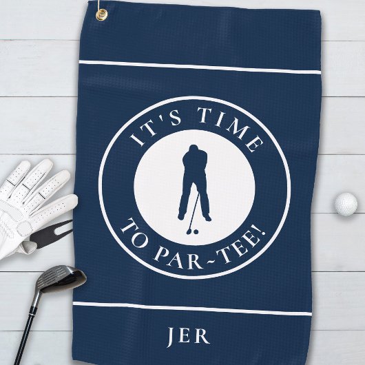 Serviette De Golf Monogramme de golfeur Par Tee bleu marine
