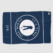 Serviette De Golf Monogramme de golfeur Par Tee bleu marine (Horizontal)