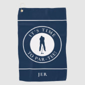 Serviette De Golf Monogramme de golfeur Par Tee bleu marine (Devant)