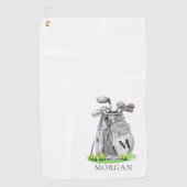 Serviette De Golf Monogramme de golfeur personnalisé (Devant)