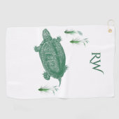 Serviette De Golf Monogramme de la tortue verte (Horizontal)