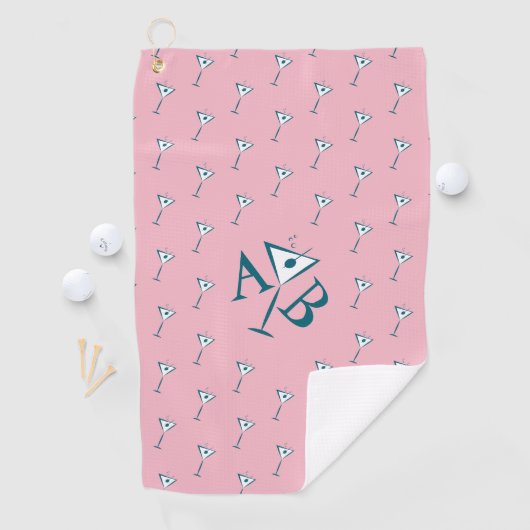 Serviette De Golf Monogramme de Martini rose (En situation)