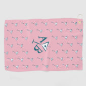Serviette De Golf Monogramme de Martini rose (Horizontal)