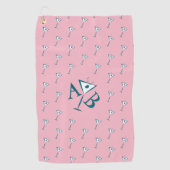 Serviette De Golf Monogramme de Martini rose (Devant)