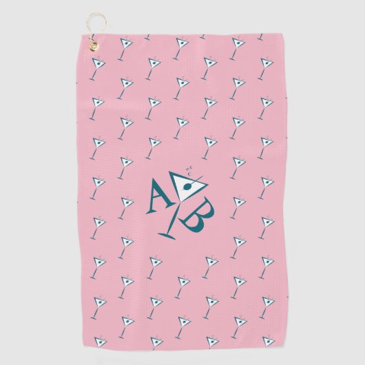 Serviette De Golf Monogramme de Martini rose (Devant)