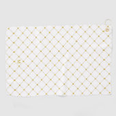 Serviette De Golf Monogramme de Motif géométrique blanc or (Horizontal)