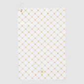 Serviette De Golf Monogramme de Motif géométrique blanc or (Devant)