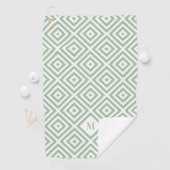 Serviette De Golf Monogramme de Motif géométrique blanc Sage Green (En situation)