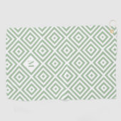 Serviette De Golf Monogramme de Motif géométrique blanc Sage Green (Horizontal)