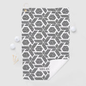 Serviette De Golf Monogramme de Motif géométrique noir blanc (En situation)