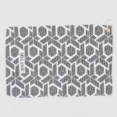 Serviette De Golf Monogramme de Motif géométrique noir blanc (Horizontal)
