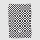Serviette De Golf Monogramme de Motif géométrique noir blanc (Devant)
