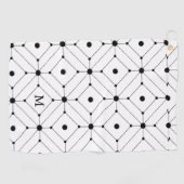 Serviette De Golf Monogramme de Motif géométrique noir et blanc (Horizontal)