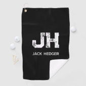 SERVIETTE DE GOLF MONOGRAMME DE NOM À DEUX LETTRES BLANC MINIMALISTE (En situation)
