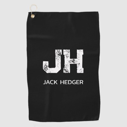 SERVIETTE DE GOLF MONOGRAMME DE NOM À DEUX LETTRES BLANC MINIMALISTE (Devant)