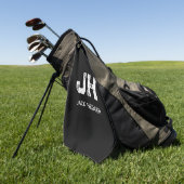 SERVIETTE DE GOLF MONOGRAMME DE NOM À DEUX LETTRES BLANC MINIMALISTE (Vert)