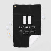 Serviette De Golf Monogramme de nom et message moderne éditable | No (En situation)
