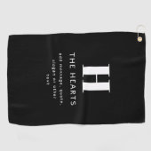 Serviette De Golf Monogramme de nom et message moderne éditable | No (Horizontal)