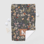 Serviette De Golf Monogramme de nom floral Boho moderne (En situation)