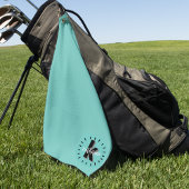Serviette De Golf Monogramme de nom initial bleu sarcelle