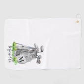 Serviette De Golf Monogramme de nom initial personnalisé (Horizontal)
