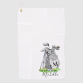 Serviette De Golf Monogramme de nom initial personnalisé (Devant)