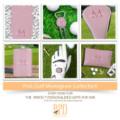 Serviette De Golf Monogramme de nom initiale élégant rose