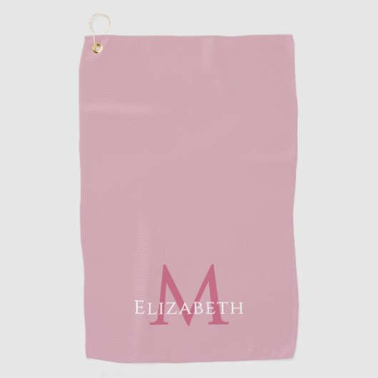 Serviette De Golf Monogramme de nom initiale élégant rose (Devant)