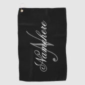 Serviette De Golf Monogramme de nom noir et blanc personnalisé uniqu (Devant)