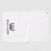 Serviette De Golf Monogramme de nom personnalisé classique (Horizontal)