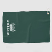 Serviette De Golf Monogramme de nom personnalisé Vert émeraude class (Horizontal)