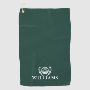 Serviette De Golf Monogramme de nom personnalisé Vert émeraude class
