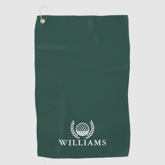 Serviette De Golf Monogramme de nom personnalisé Vert émeraude class (Devant)