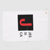 Serviette De Golf Monogramme de nom professionnel élégant moderne (Horizontal)