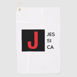 Serviette De Golf Monogramme de nom professionnel élégant moderne
