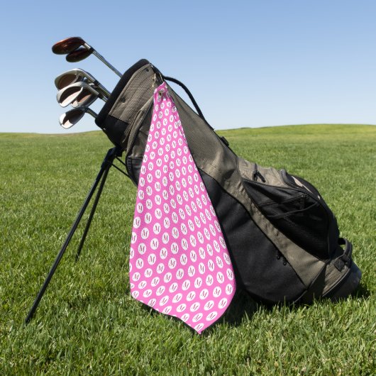 Serviette De Golf Monogramme de point rose Polka (Vert)