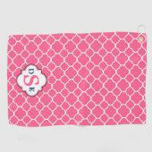 Serviette De Golf Monogramme de Quatrefol blanc rose (Horizontal)