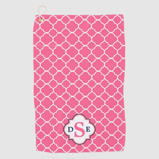 Serviette De Golf Monogramme de Quatrefol blanc rose (Devant)