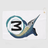 Serviette De Golf Monogramme de saut d'espadon (Horizontal)