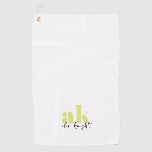 Serviette De Golf Monogramme de signature rétro (Devant)