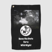 Serviette De Golf Monogramme de silhouette de gros génet tacheté (Devant)