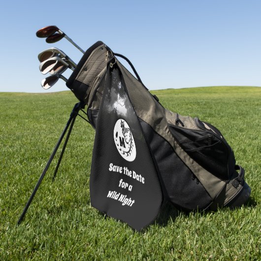 Serviette De Golf Monogramme de silhouette de gros génet tacheté (Vert)