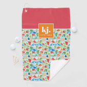 Serviette De Golf Monogramme de style été amusant (En situation)