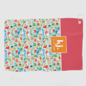 Serviette De Golf Monogramme de style été amusant (Horizontal)