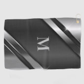 Serviette De Golf Monogramme de texture métallique (Horizontal)