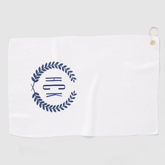 Serviette De Golf Monogramme de traitement de laure bleue. (Horizontal)