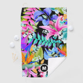 Serviette De Golf Monogramme des fleurs tropicales (En situation)