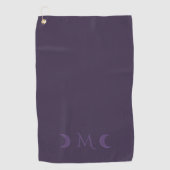 Serviette De Golf Monogramme des lunes de croissant de violet poussi (Devant)
